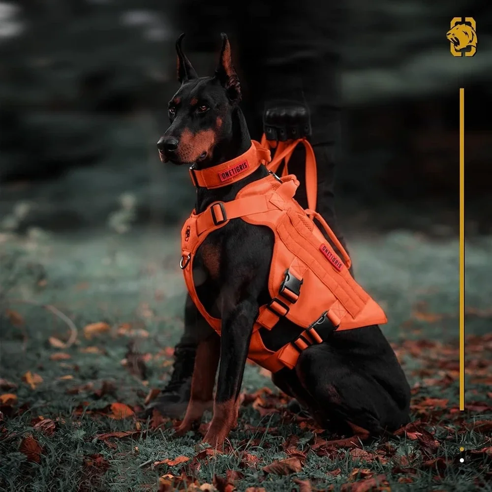 OneTigris Tactical Dog‎ Harness No Pull size M Breathable Mesh Handle Orange